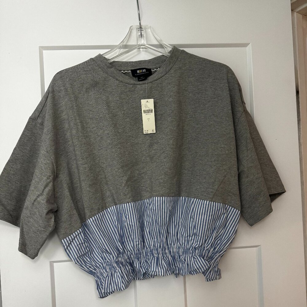 Anthropologie Mixed Material Top - Large - NEW WITH TAGS